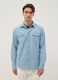 Light blue denim pure cotton shirt regular fit with pockets_0