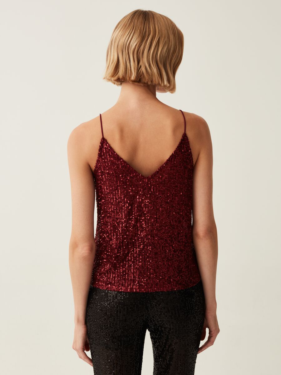 Tank top with sequins and V neck_2