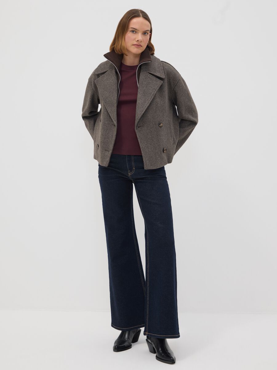 Giacca grigia doppiopetto regular fit con zip e bottoni_2