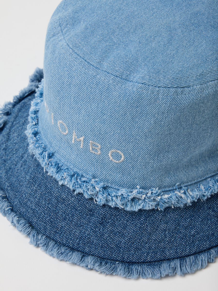 Girl's regular fit blue denim pure cotton bucket hat with fringes_2