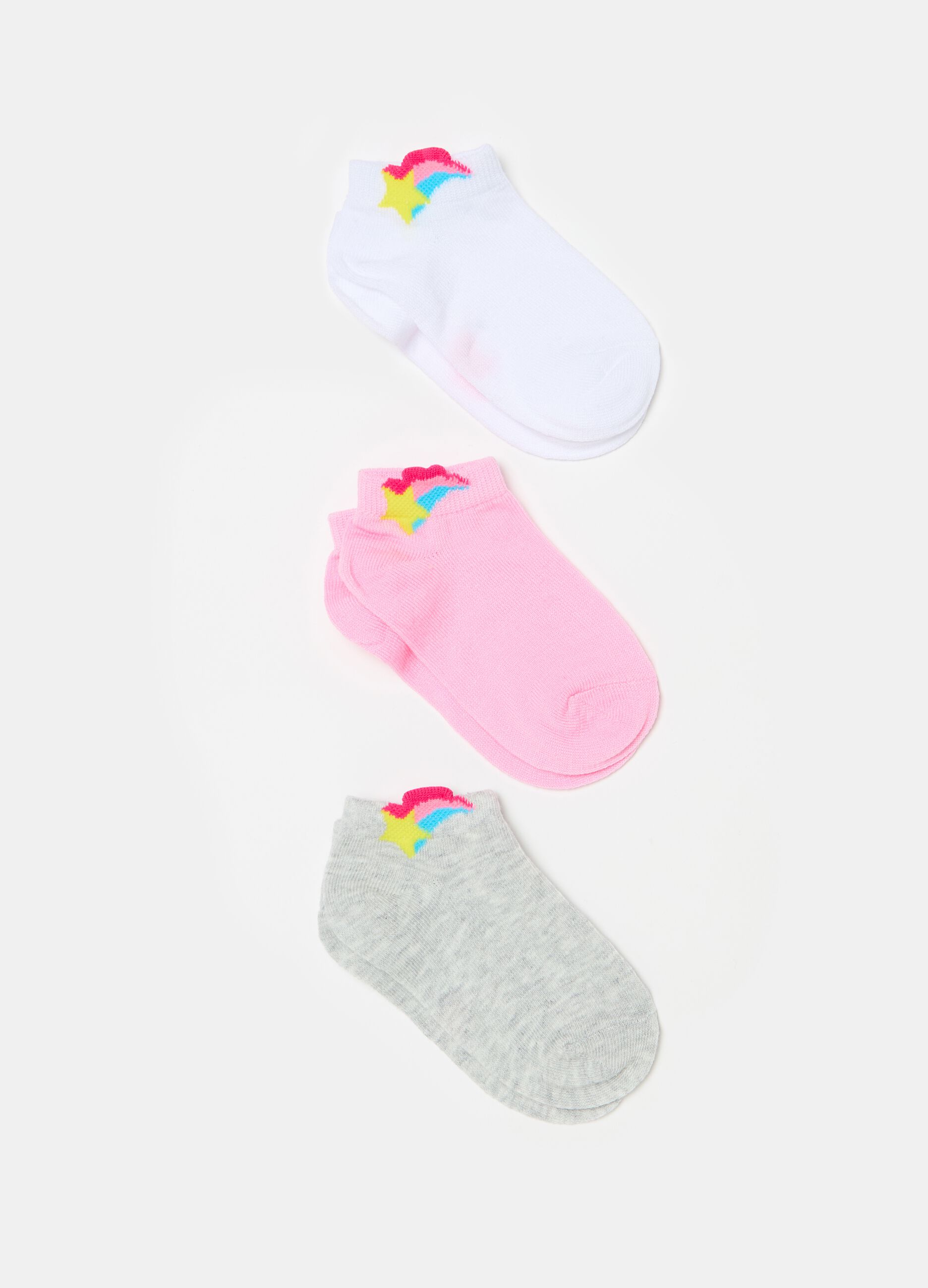 Tripack calze in cotone bio con arcobaleno