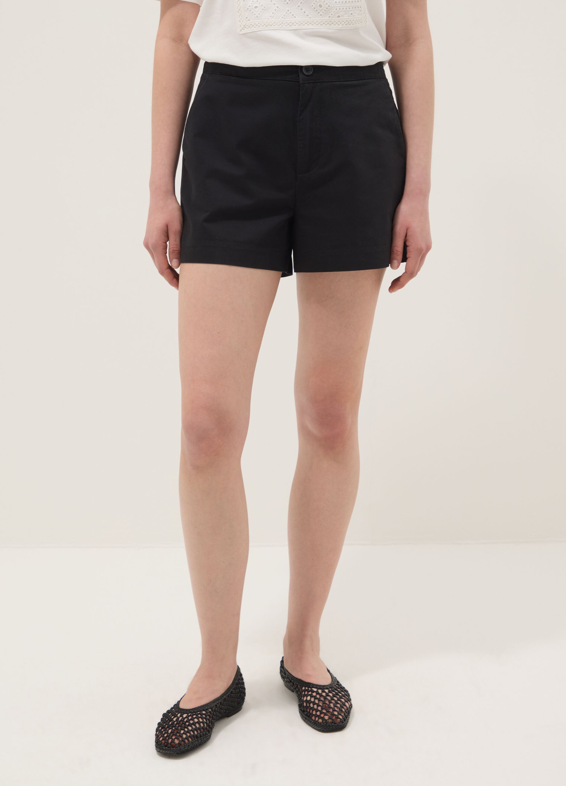 Black pure cotton shorts