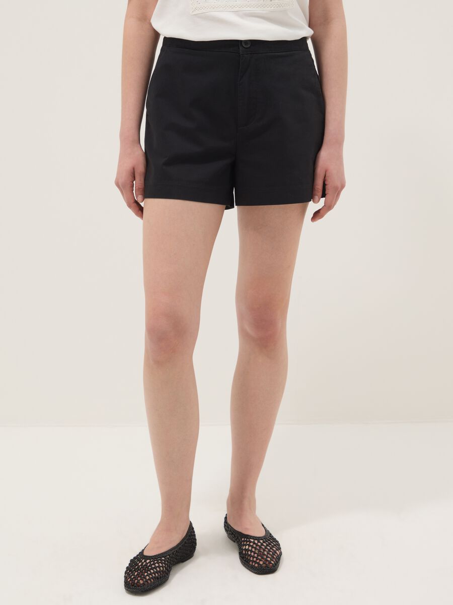 Schwarze Shorts aus reiner Baumwolle_2