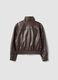 Girls&rsquo; brown jacket with zip and high neck, oversized fit_2