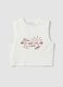 Wei&szlig;es Regular-Fit Tanktop aus elastischer Baumwolle mit Prints_4