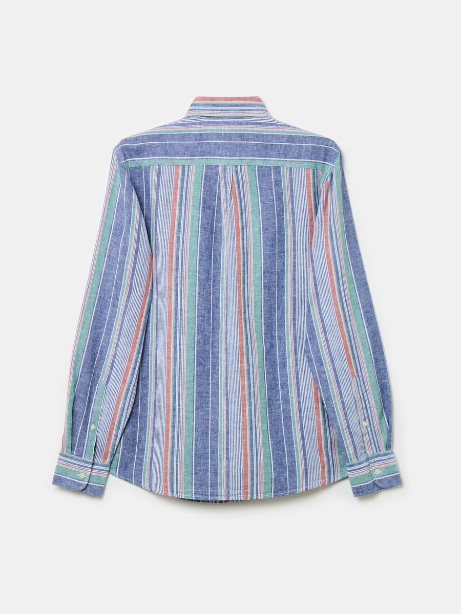 Linen and cotton shirt with multicoloured stripes_4