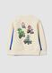 Beige cotton-blend crew-neck sweatshirt with Mario Kart print, oversized fit_1