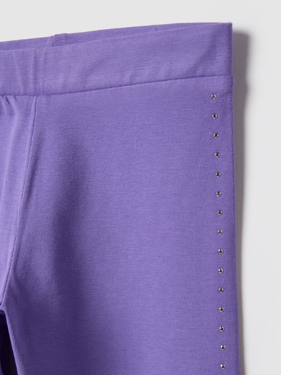 Girls' Violet Stretch Cotton Slim Fit Leggings_2