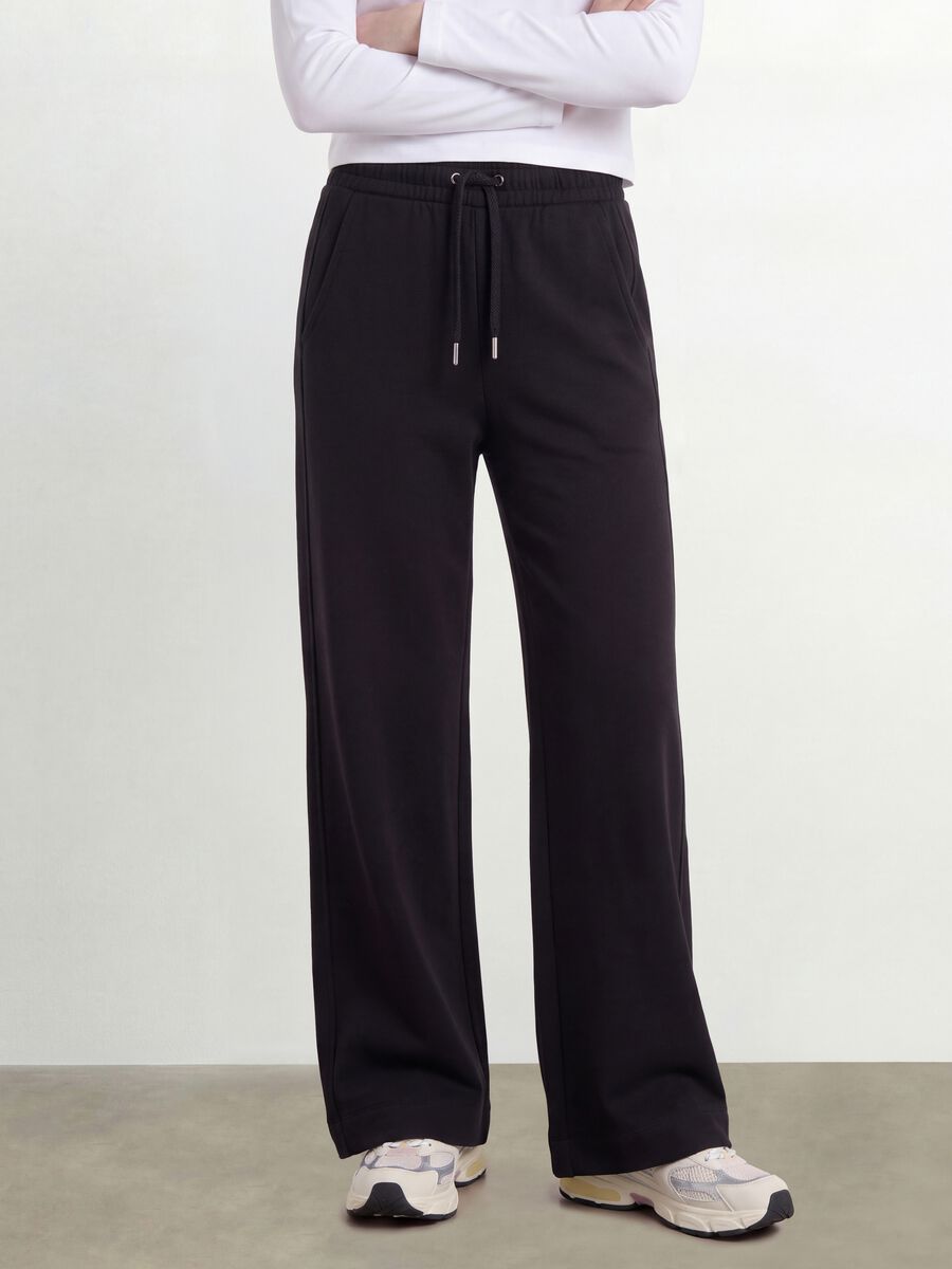 Black organic cotton culotte trousers for girls_1