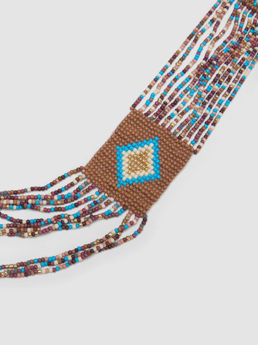 Multicolour beaded necklace with geometric details_1