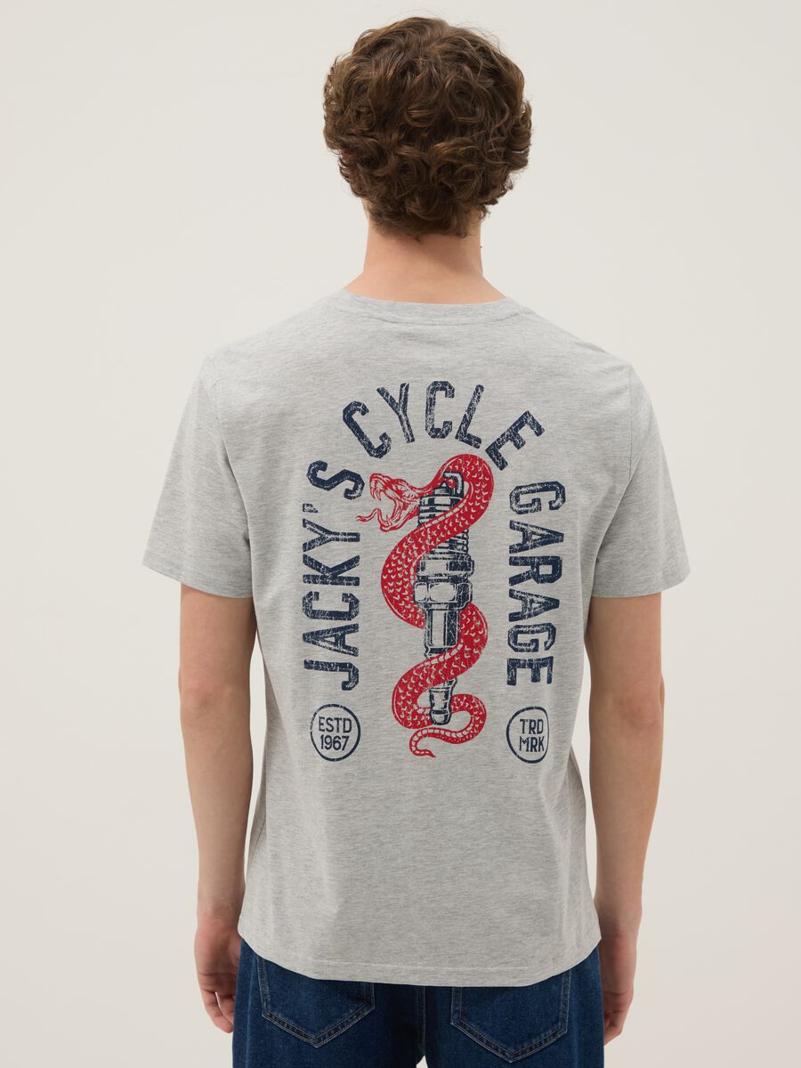 Grey printed T-shirt in pure cotton, regular fit_3