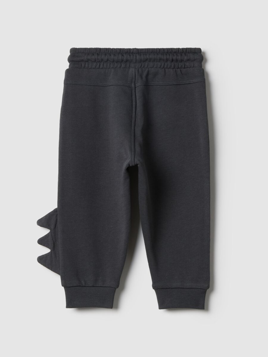 Black pure cotton baby trousers regular fit dinosaur design_1