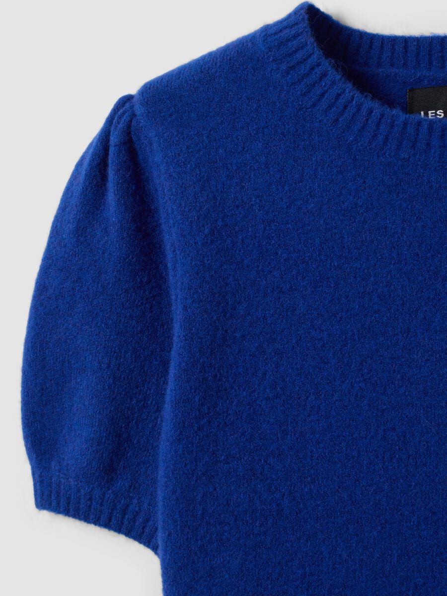 Blue stretch viscose crew-neck top, regular fit_5