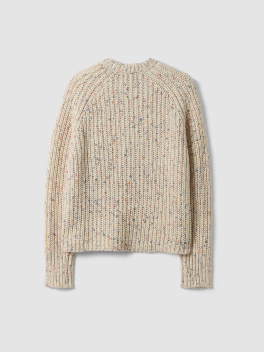 Maglione ecr&ugrave; in misto lana girocollo con fantasia over fit_2