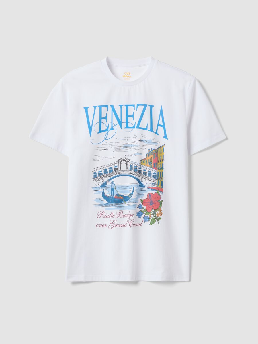Wei&szlig;es T-Shirt aus 100% Baumwolle mit Grafikprint, Regular Fit_4