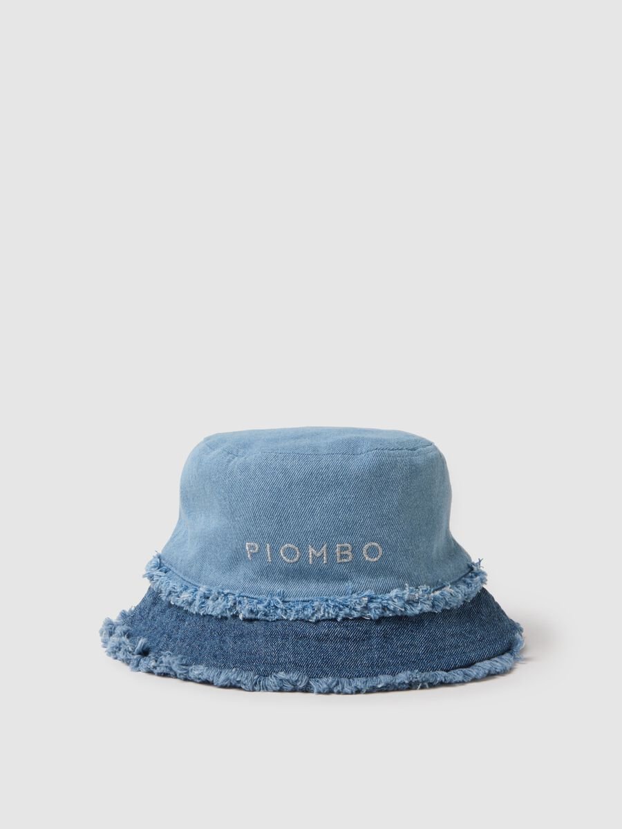 Girl's regular fit blue denim pure cotton bucket hat with fringes_0