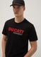 Black regular fit pure cotton T-shirt with Ducati print_1