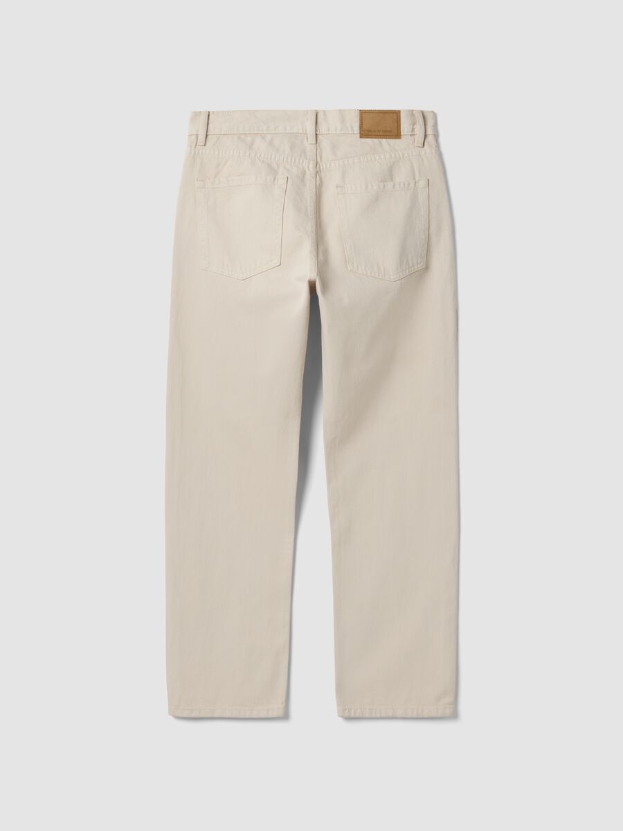 Beige straight-fit jeans in pure cotton twill_2