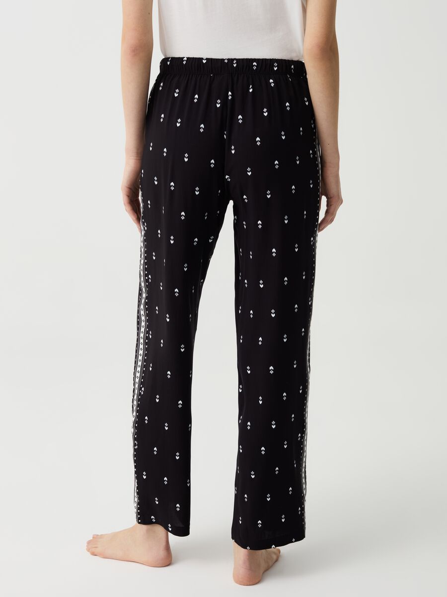 Pyjama trousers in canvas with ethnic print_2
