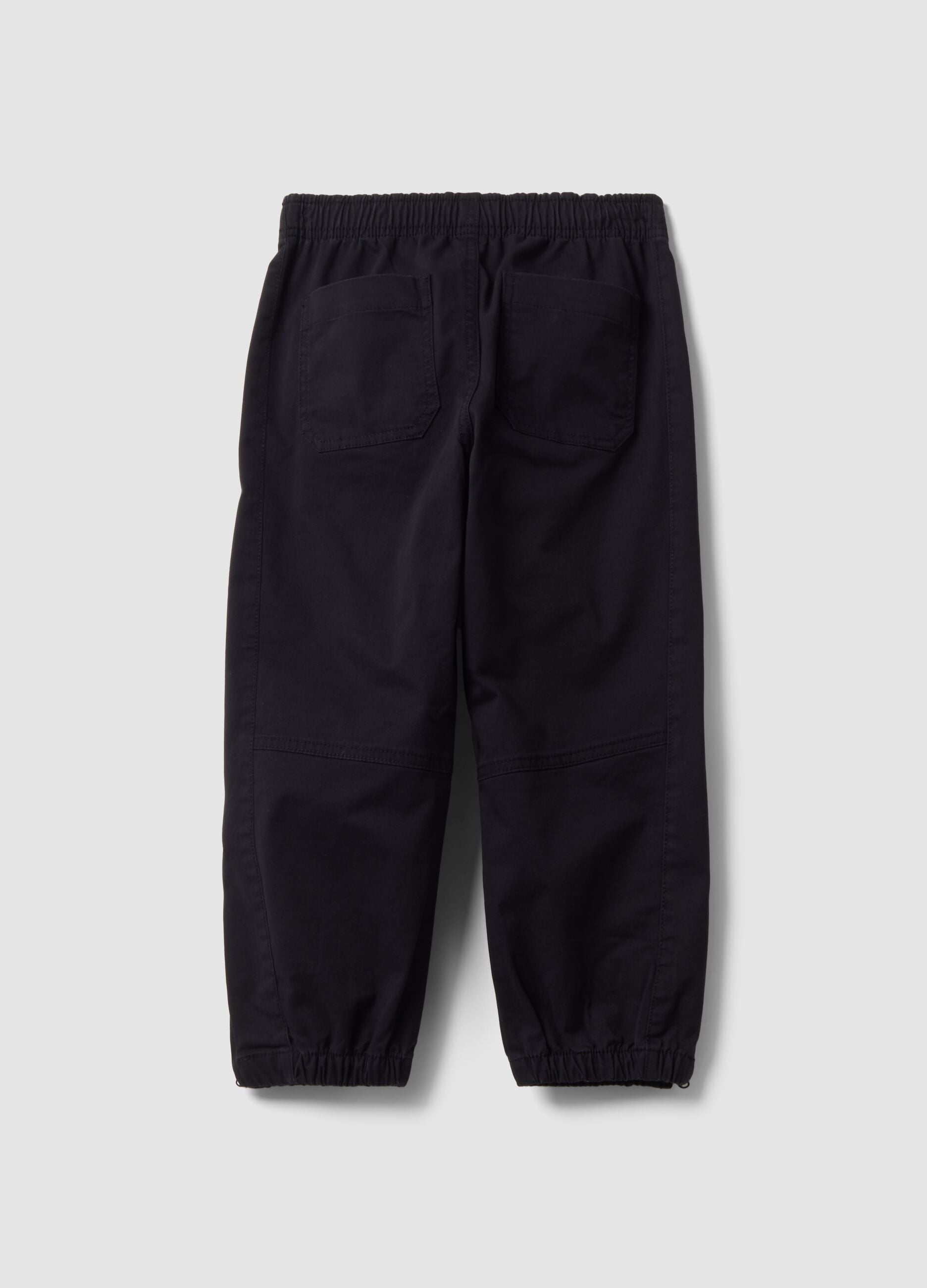 Black stretch cotton jogger trousers for boys