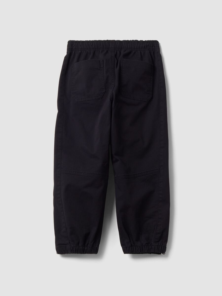 Black stretch cotton jogger trousers for boys_1