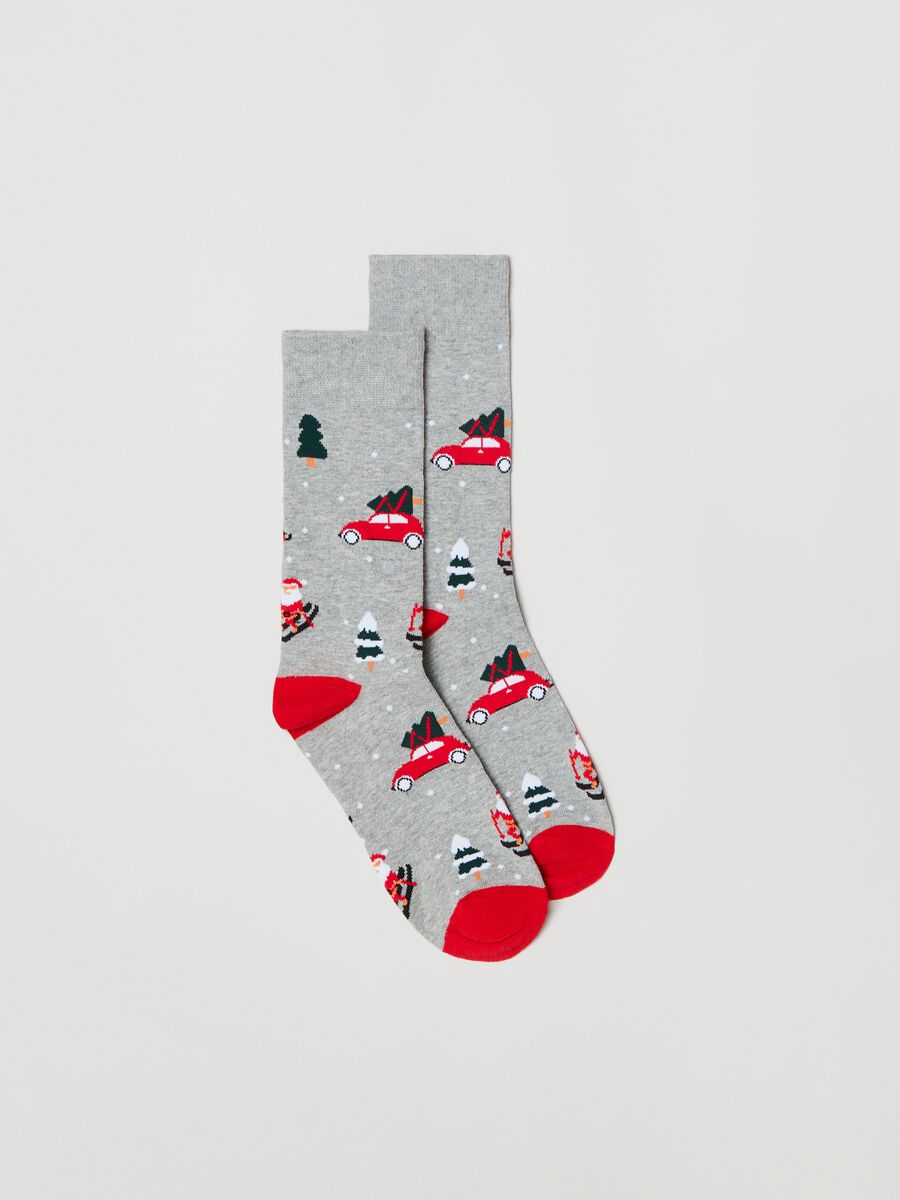 Pack of two short socks with jacquard Christmas drawings._1