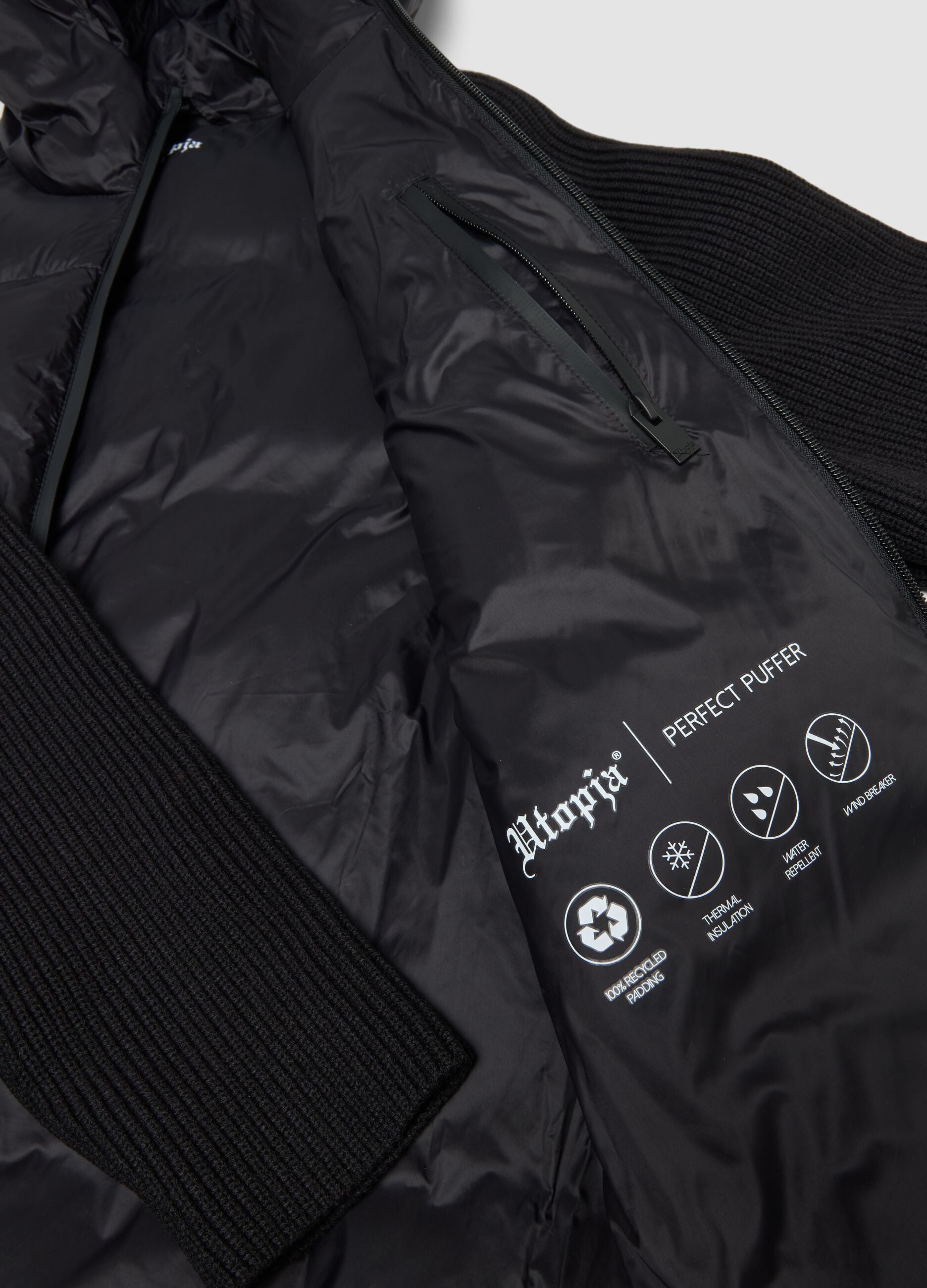 Black Padded Knit Jacket