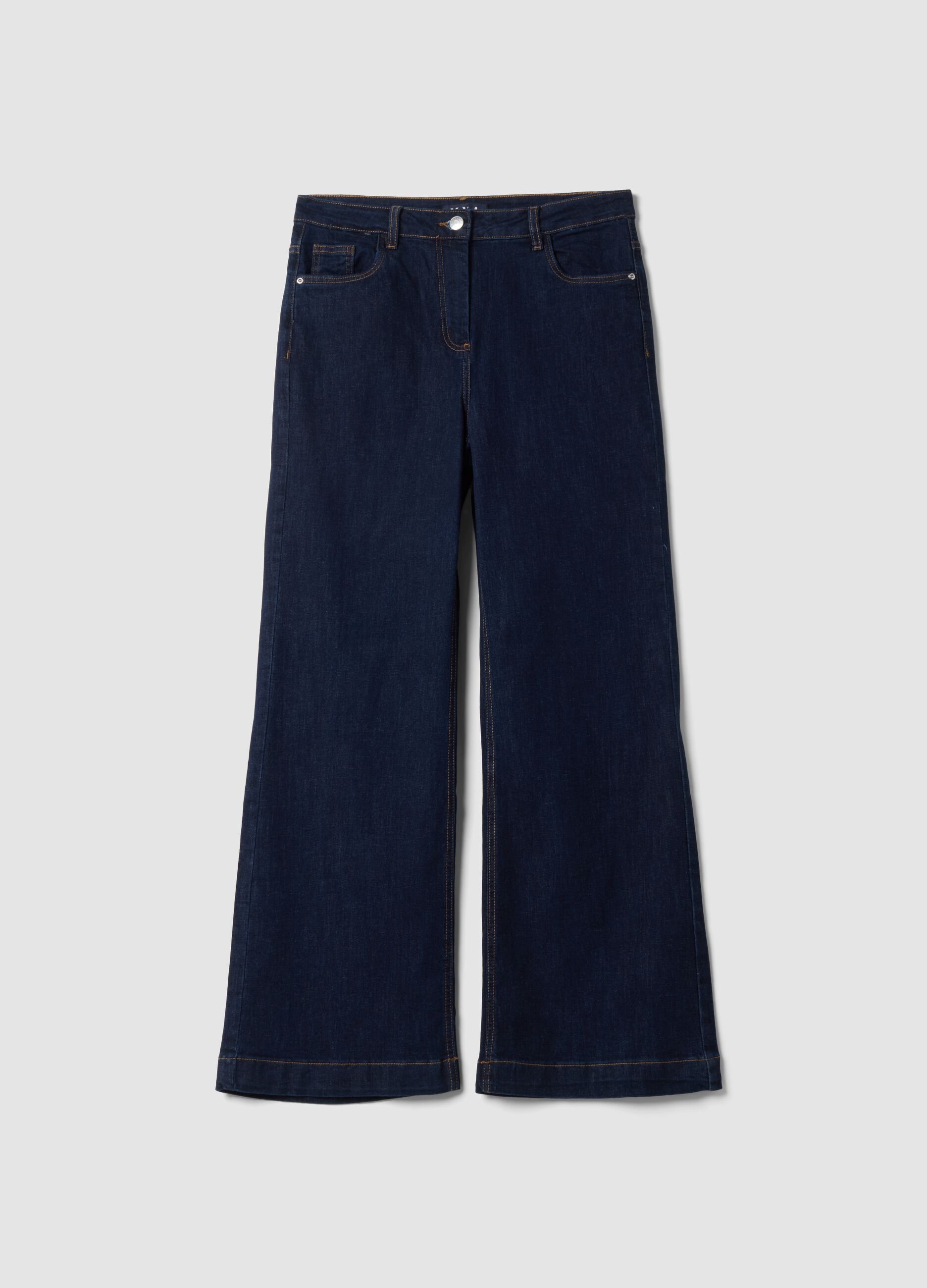 Dark blue bootcut stretch-cotton jeans