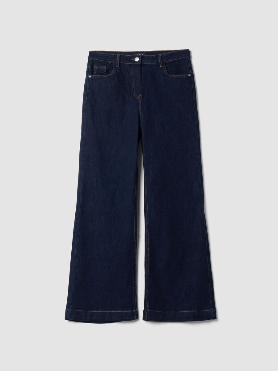 Dark blue bootcut stretch-cotton jeans_0