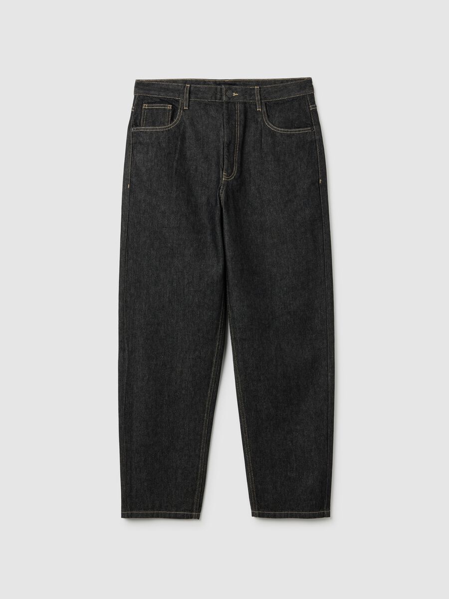 Black Baggy Jeans in Pure Cotton_5