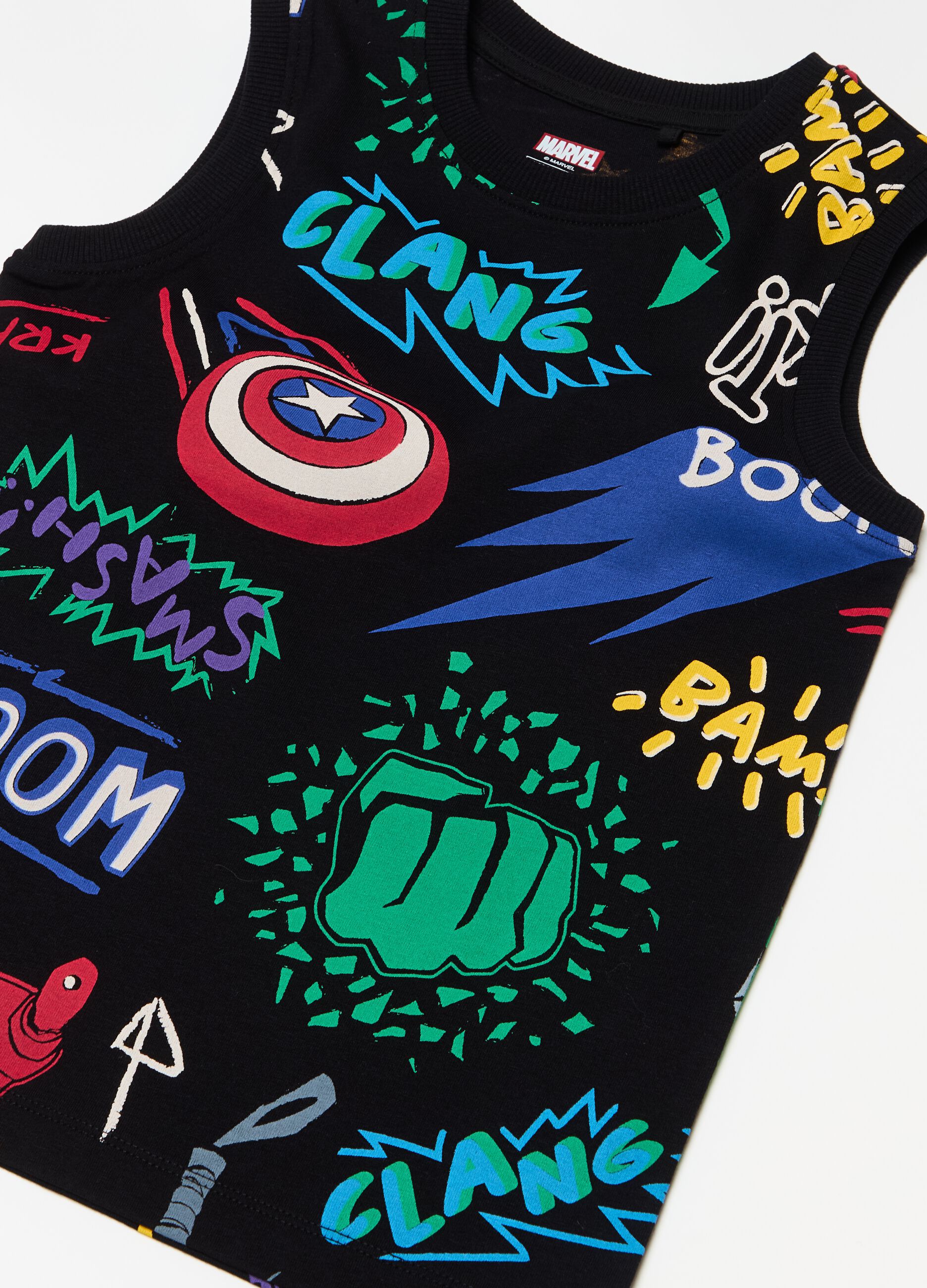Racerback vest with Avengers print