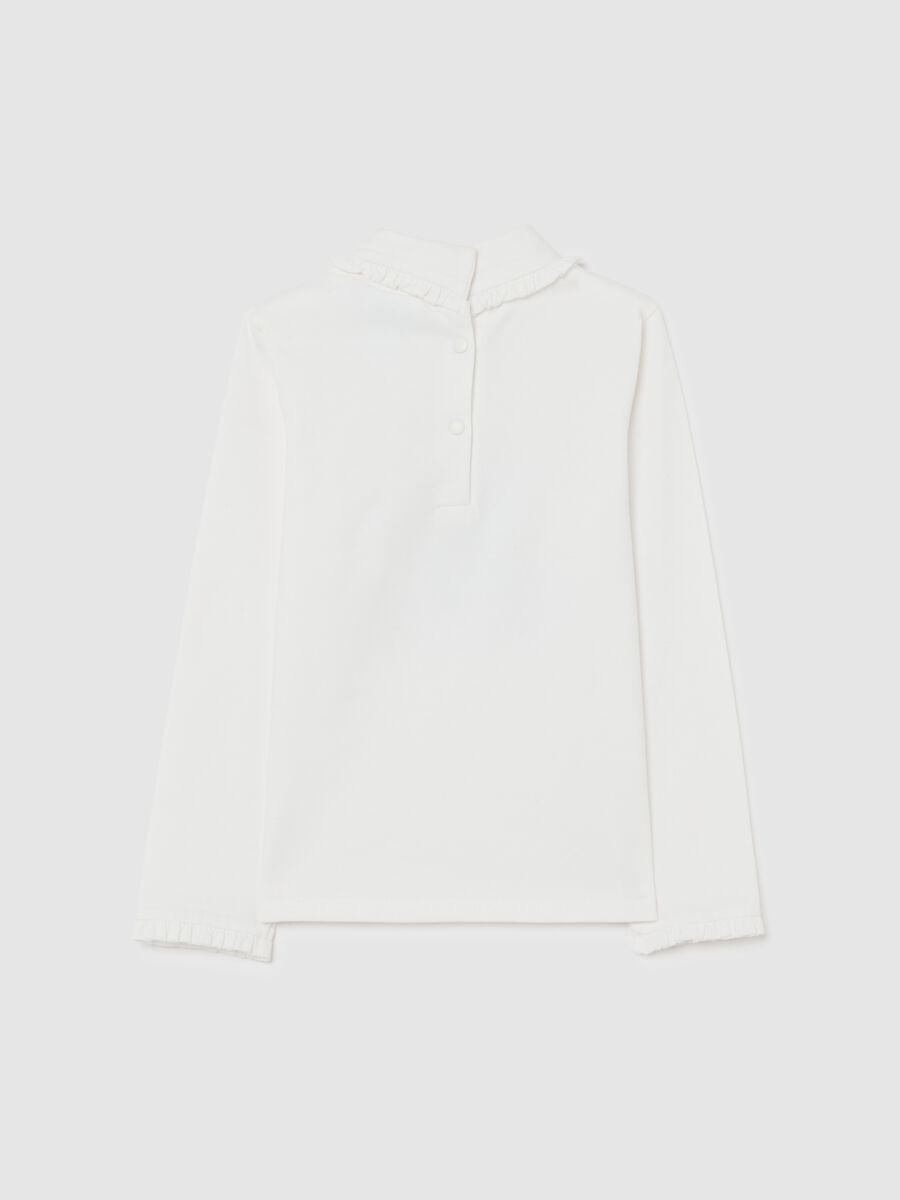 White cotton stretch girl's t-shirt with print_1