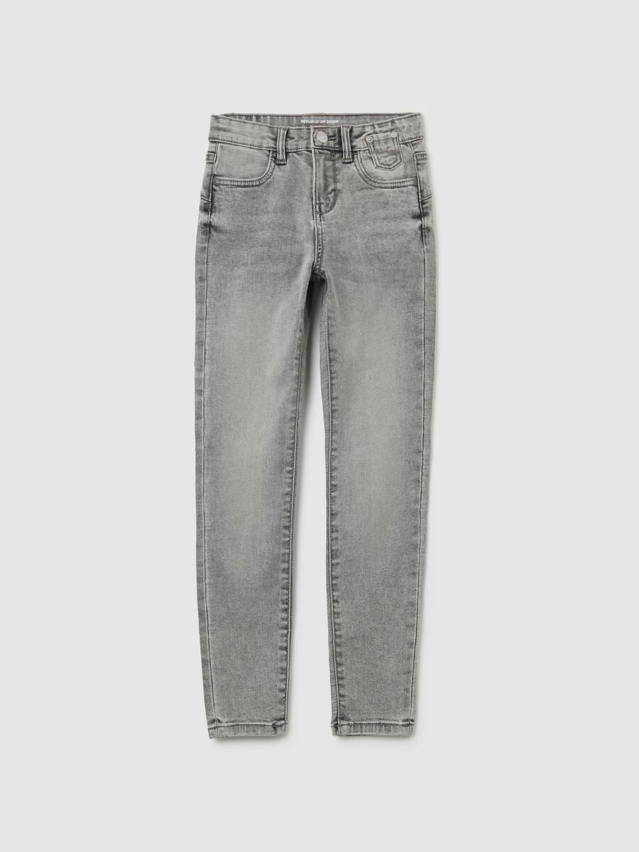 M&auml;dchen-Jeans in grauem Denim, Skinny Fit_3