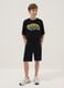 Black cotton-blend shorts with elasticated waist_0