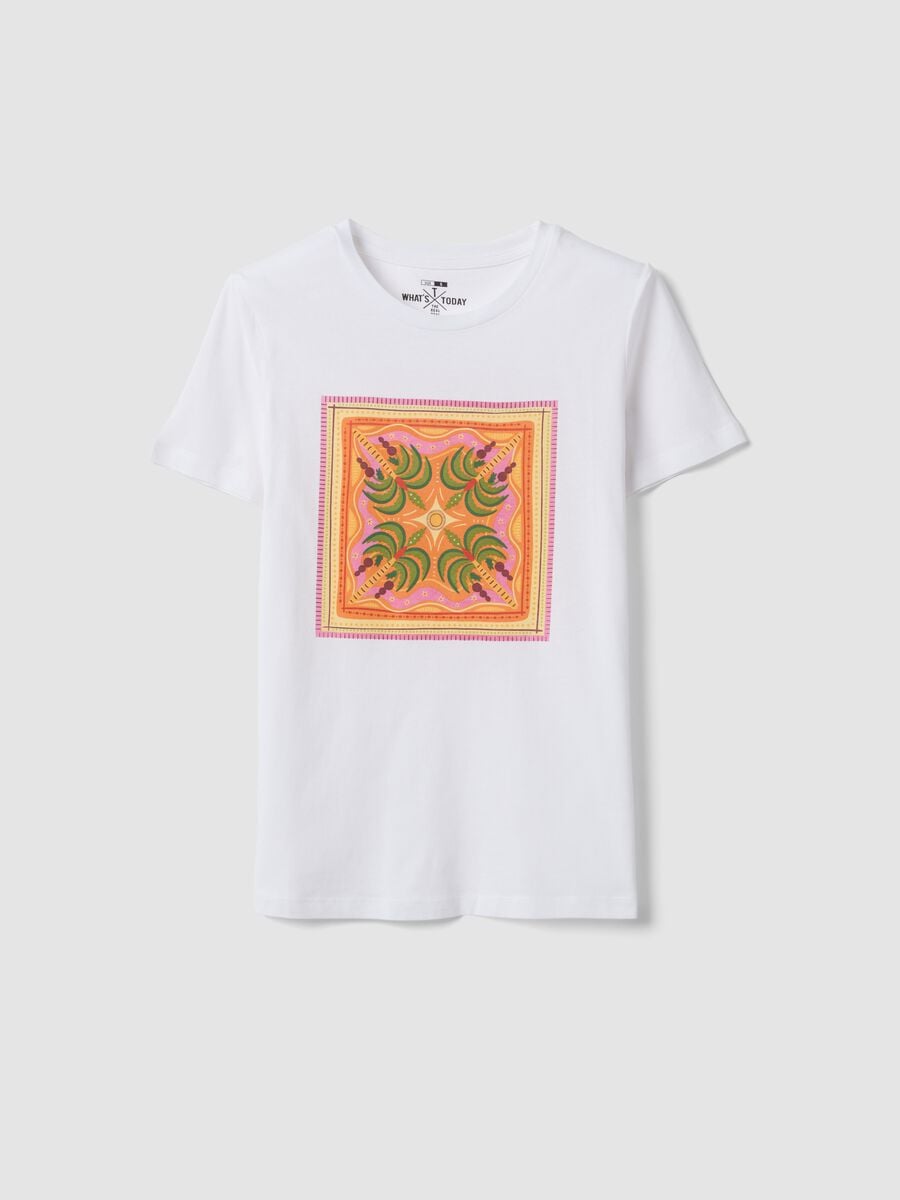 Camiseta blanca de algod&oacute;n puro con estampado frontal_4