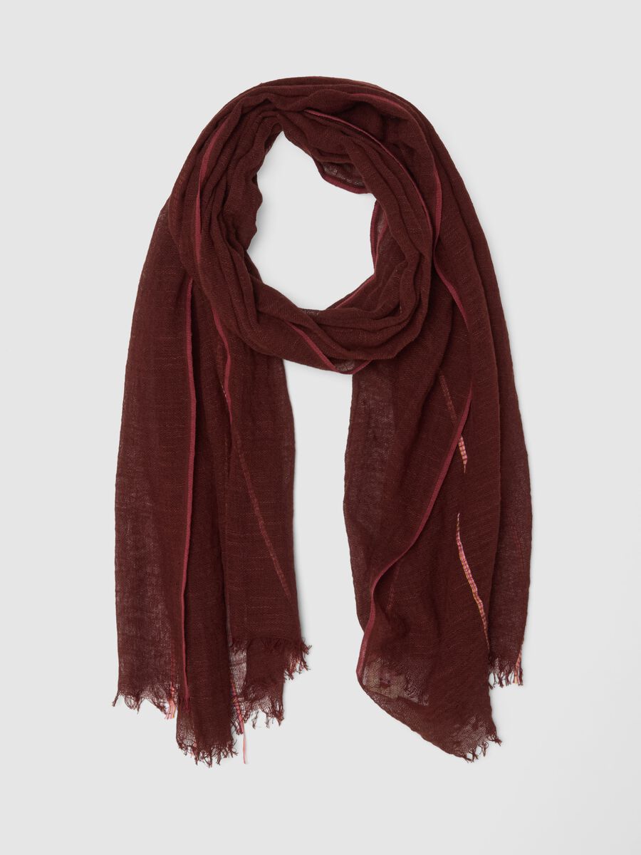 Red mesh scarf in pure cotton_0