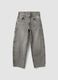Grey pure cotton denim jeans, balloon fit_3