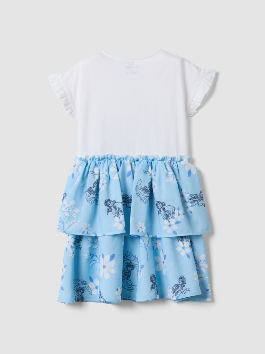 Light blue mini dress in stretch cotton with tiered skirt_1