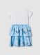 Light blue mini dress in stretch cotton with tiered skirt_1