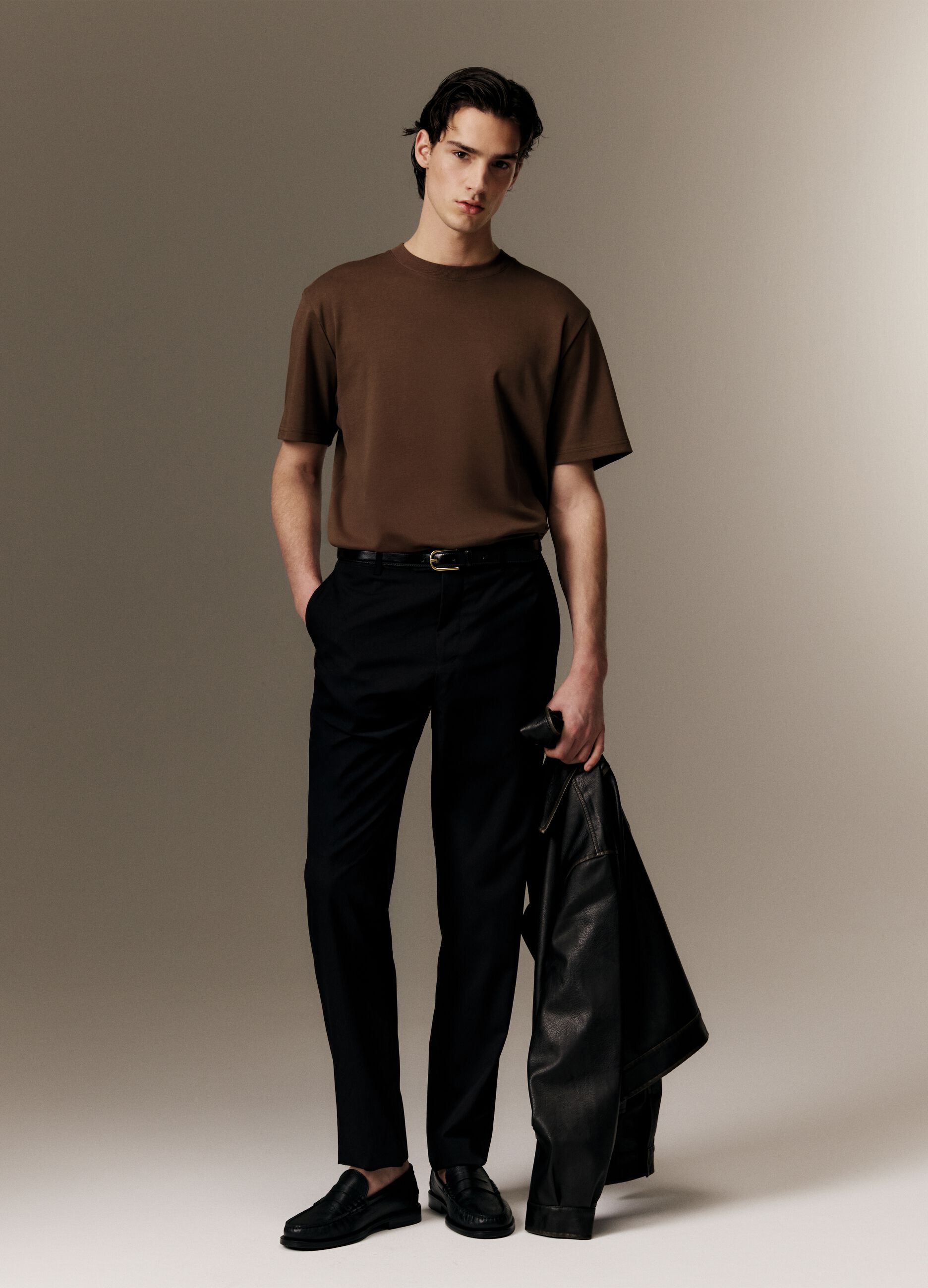 Black Stretch Cotton Slim Fit Chino Trousers