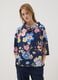 Blaues Oberteil aus Stretch-Baumwolle mit Blumenmuster_1