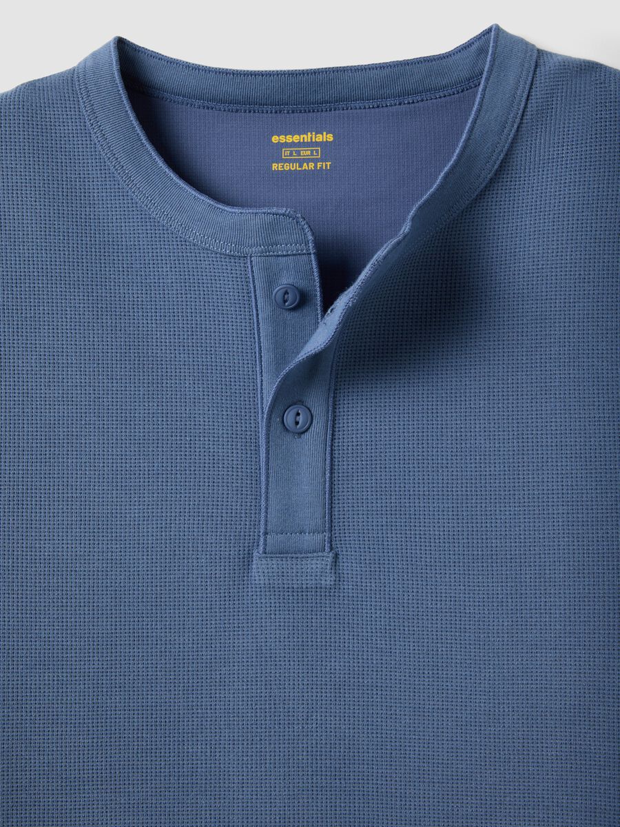 Blue short-sleeve regular fit t-shirt with seraphim collar_5