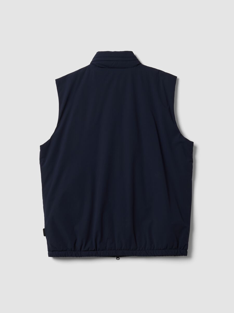 Blaues Gilet aus Stretchgewebe mit Rei&szlig;verschluss_5
