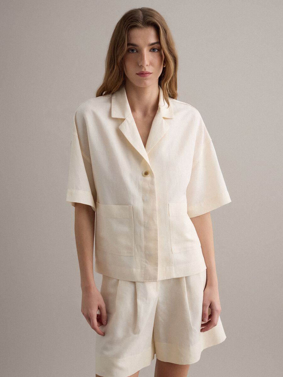 Wei&szlig;er Blazer aus Lyocell-Leinen-Mix, Regular Fit_1