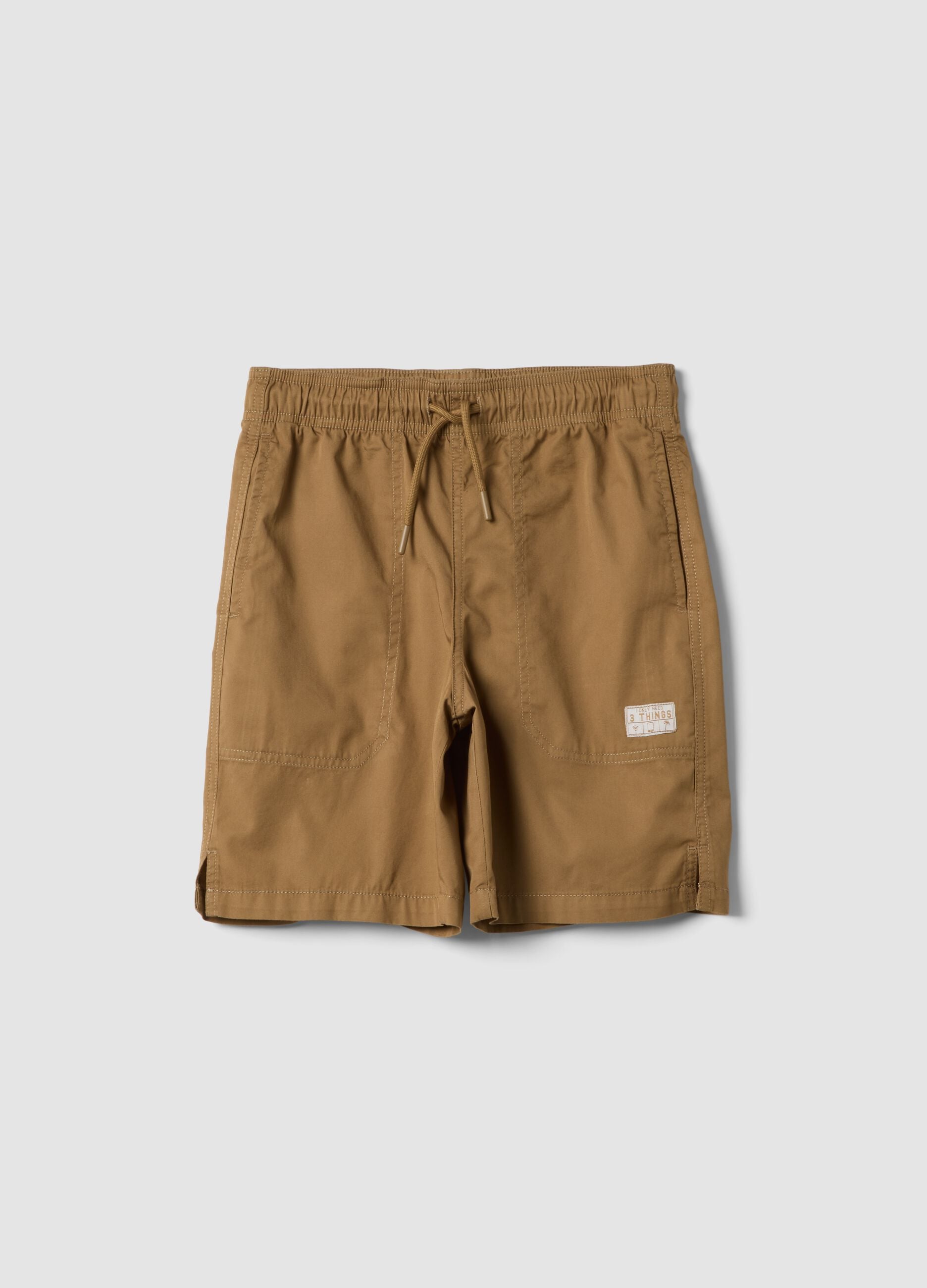 Brown regular-fit pure cotton Bermuda shorts