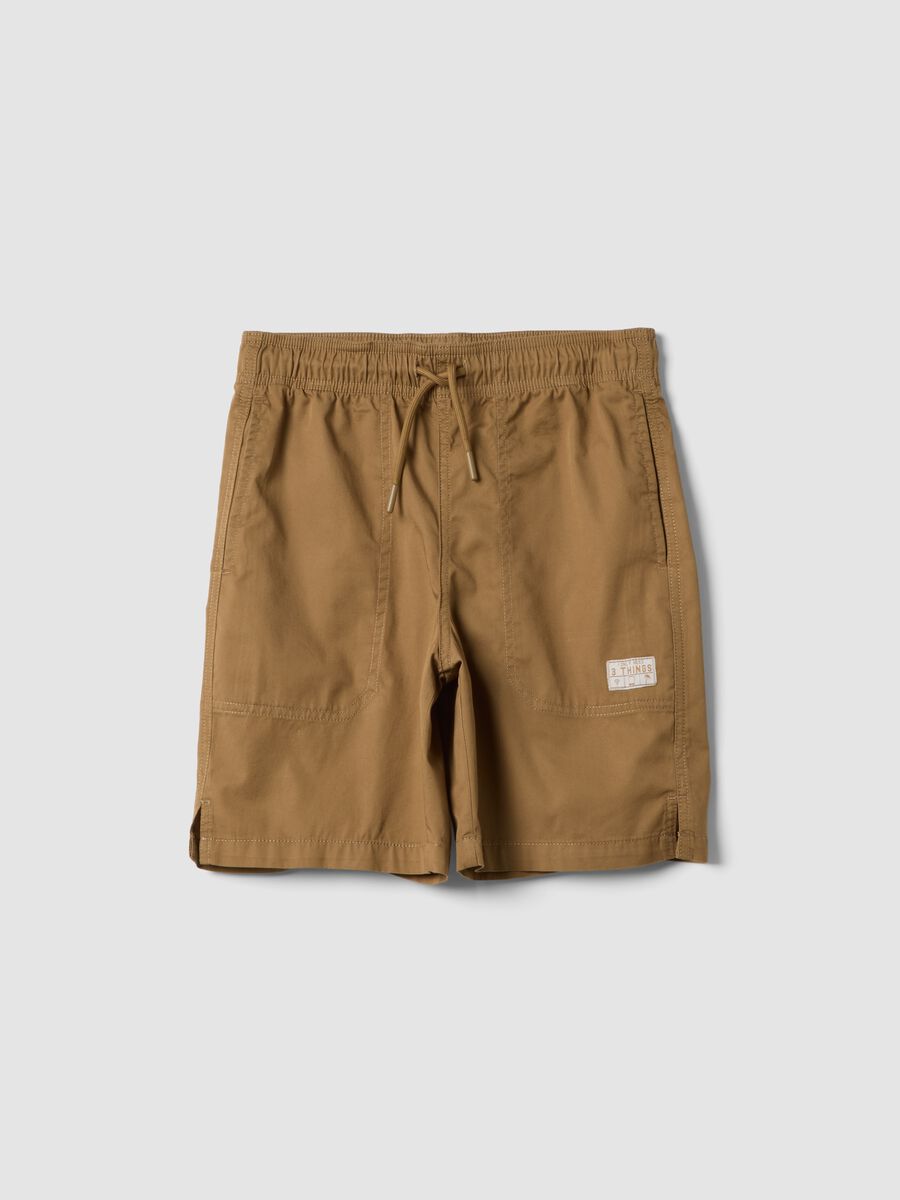 Braune Bermuda-Shorts in Regular Fit aus reiner Baumwolle_3