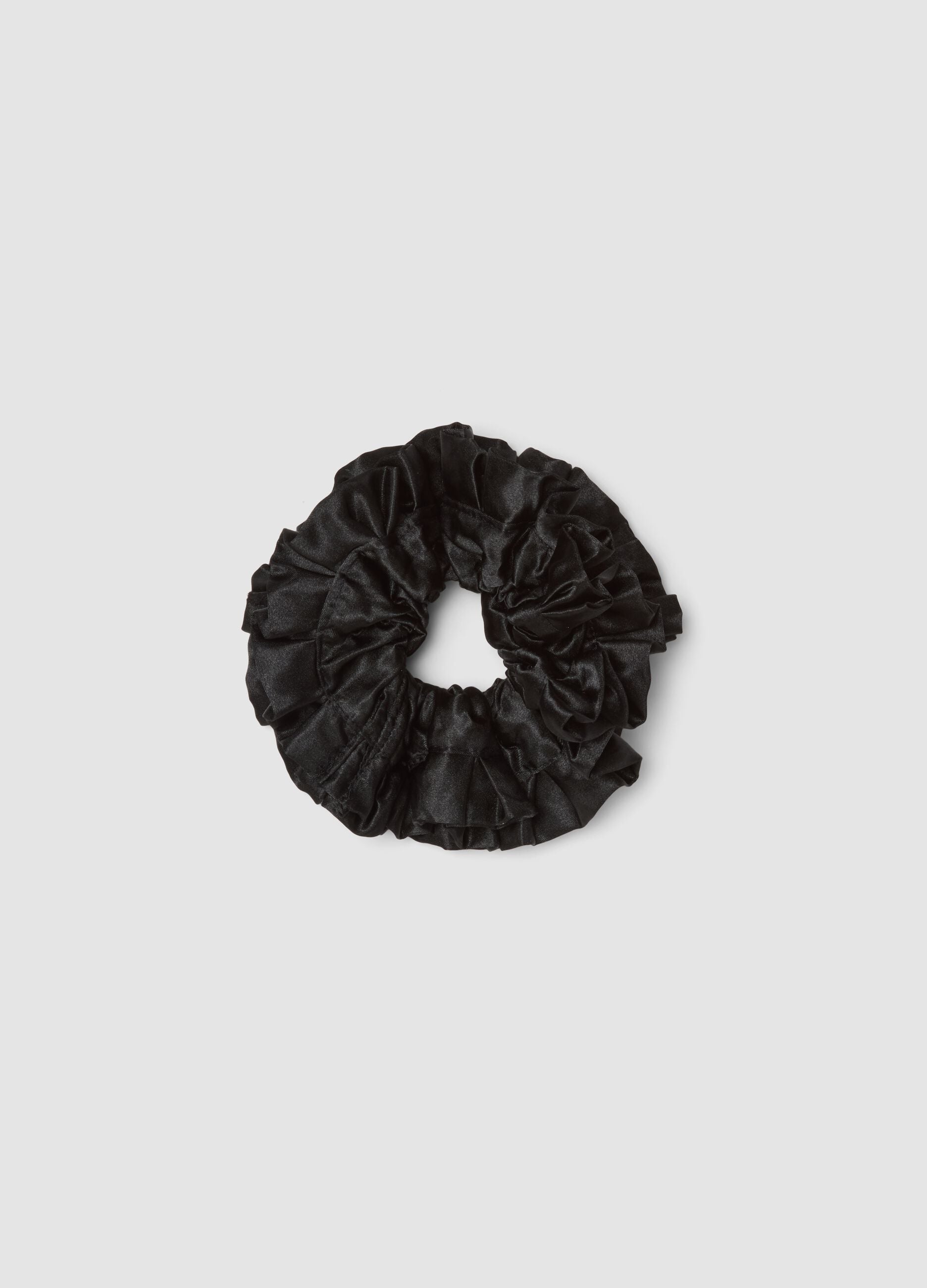 Scrunchie nero arricciato effetto satinato