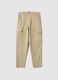 Boy's beige stretch cotton cargo trousers, regular fit_3