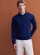 Blue pure merino wool polo jumper with polo collar_0