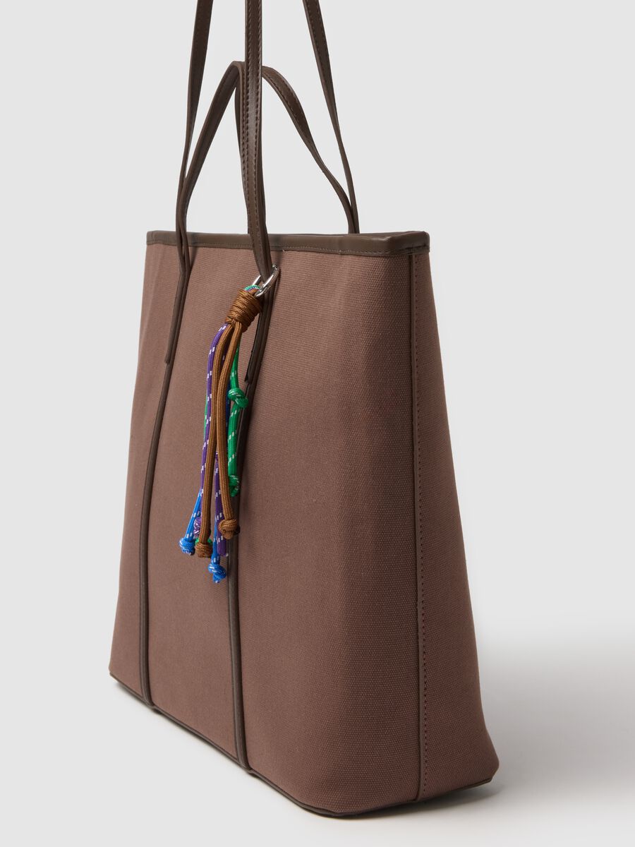 Brown pure cotton regular fit shoulder bag with colourful details_2